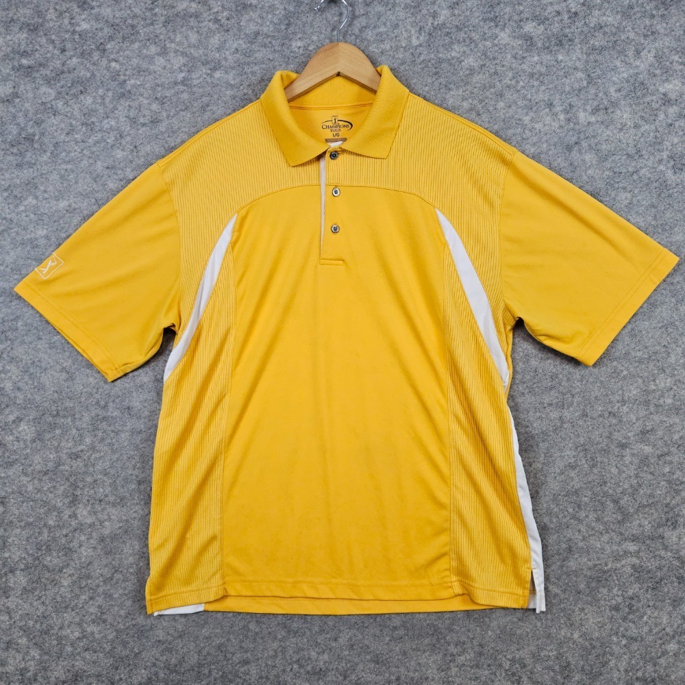 PGA Champions Tour Golf Polo Shirt Orange Size L 100% Polyester Preppy Tennessee